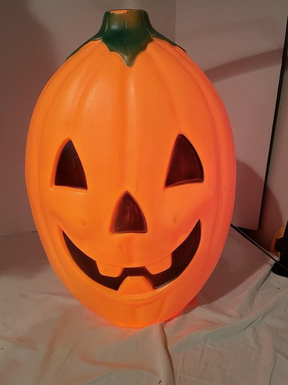 Vintage Sunhill Co. Pumpkin blow mold Halloween decor w/Cord, 20" Tall Works